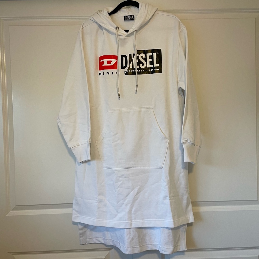 Diesel White Hoodie Dress